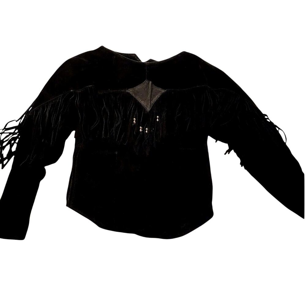 Vintage Pioneer Wear suede fringe pullover Western jacket shirt Size 6